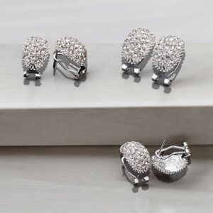Rhinestone encrusted butterfly silver post earrings  brand-new for gifting